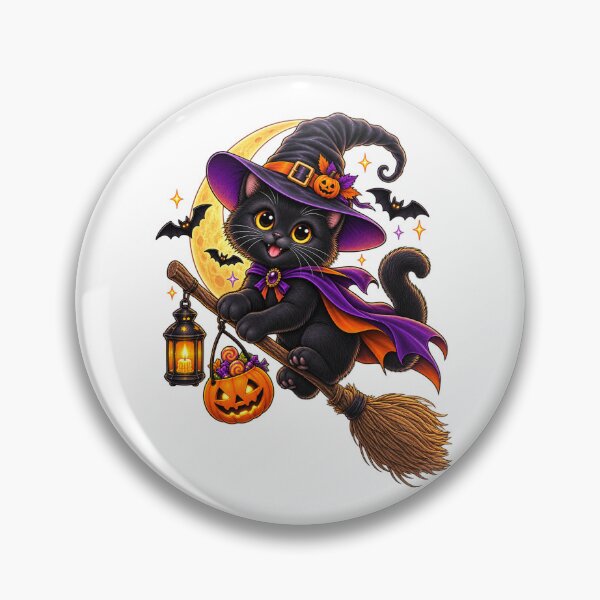 Artikelvorschau, Halloween Schwarze Katze Hexe reitet auf einem Besen entworfen und verkauft von DavidH0918.