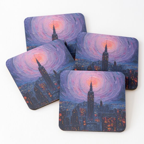 Item preview, Futuristic Skyline Starry Night Oil Painting designed and sold by Midnight Manor Art.
