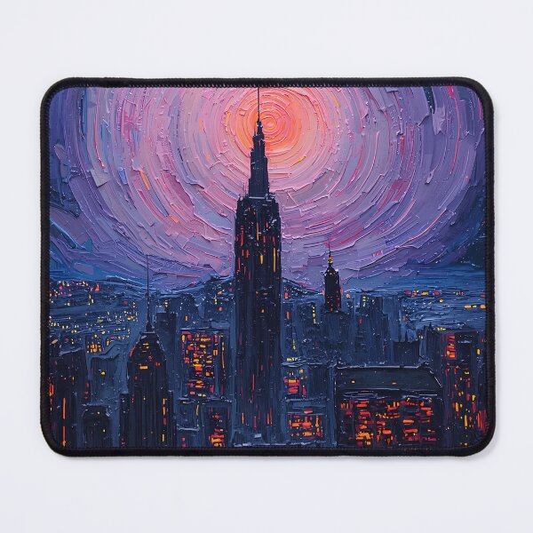 Item preview, Futuristic Skyline Starry Night Oil Painting designed and sold by Midnight Manor Art.