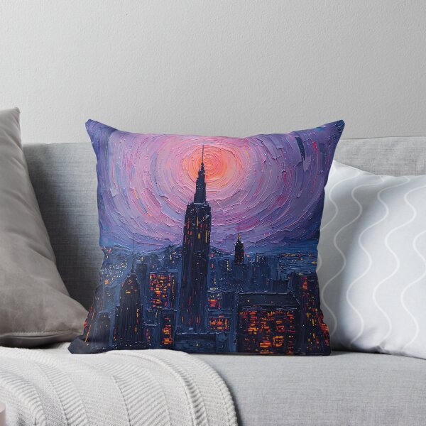 Item preview, Futuristic Skyline Starry Night Oil Painting designed and sold by Midnight Manor Art.
