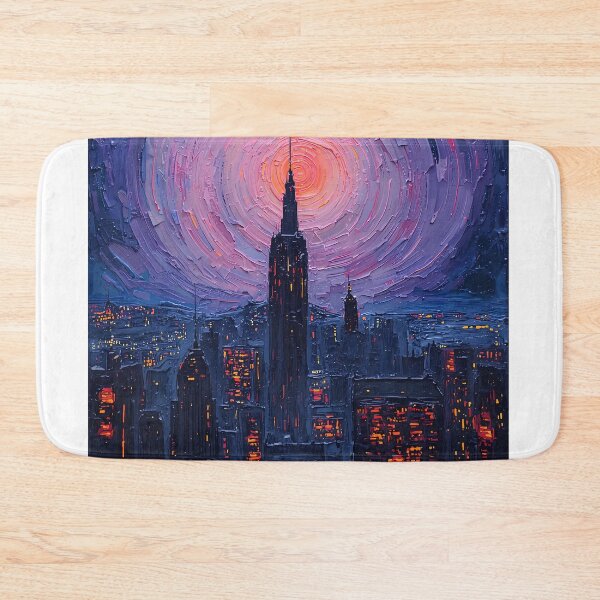 Item preview, Futuristic Skyline Starry Night Oil Painting designed and sold by Midnight Manor Art.