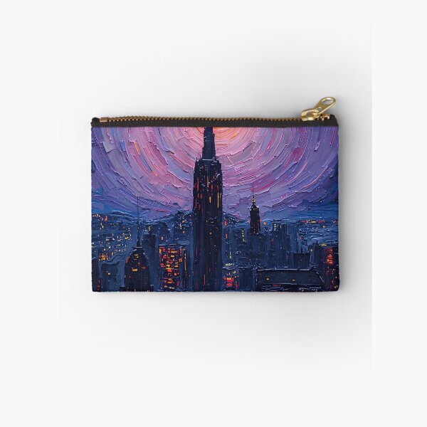Item preview, Futuristic Skyline Starry Night Oil Painting designed and sold by Midnight Manor Art.