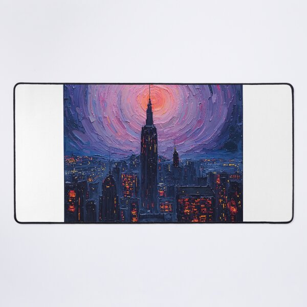 Item preview, Futuristic Skyline Starry Night Oil Painting designed and sold by Midnight Manor Art.