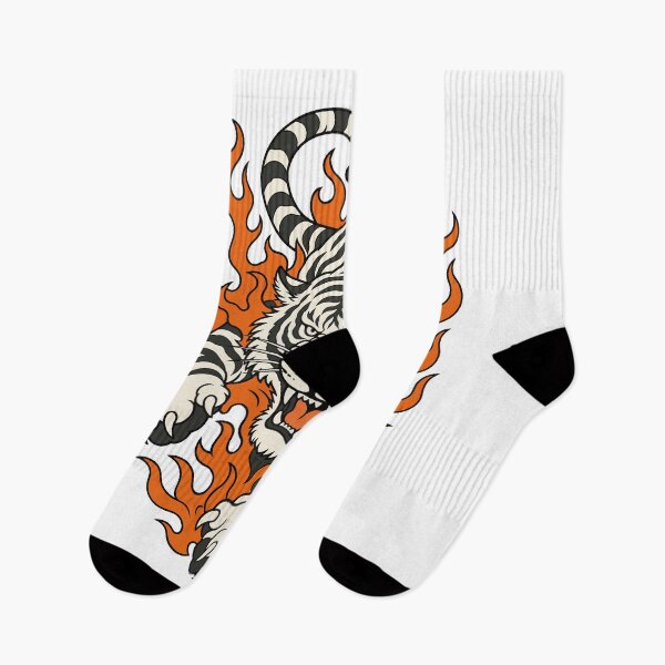 Item preview, Roaring Tiger Through Flames - Flash Tattoo Design designed and sold by ElKesslassy  Daniel.