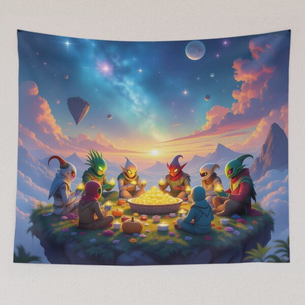 Item preview, Cosmic Thanksgiving Feast in a Fantasy Galaxy designed and sold by yosmosverse .