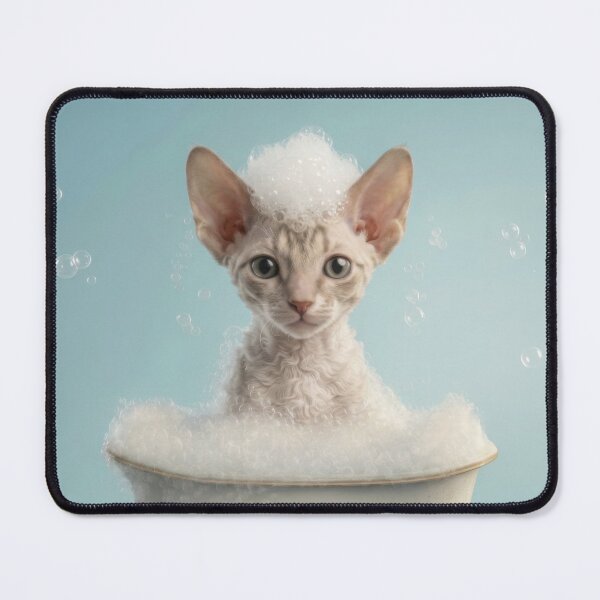 Item preview, Baby Cornish Rex Bubble Bath Cute Nursery Bathroom Art designed and sold by LazyOwlStore.
