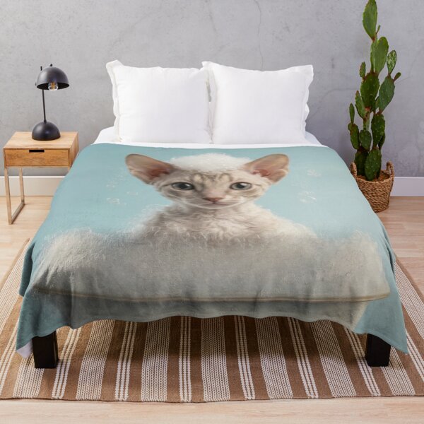 Item preview, Baby Cornish Rex Bubble Bath Cute Nursery Bathroom Art designed and sold by LazyOwlStore.