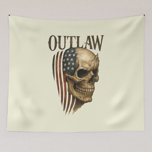 Item preview, Outlaw American Flag Skull designed and sold by MarCinu Art.
