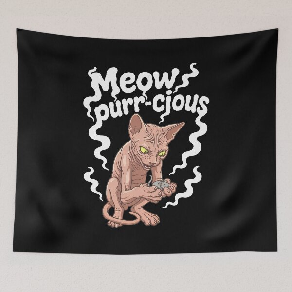 Item preview, Meow Purr-cious Sphynx Cat with Mouse Funny Design designed and sold by OlyvieArt.