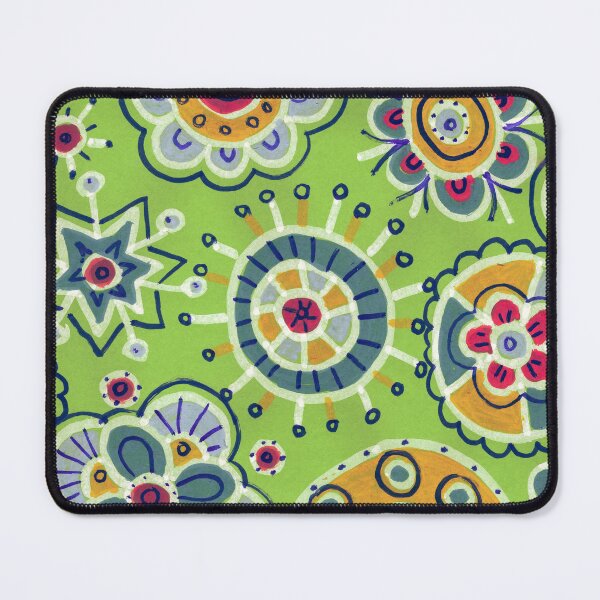 Item preview, 	Boho Folk Flowers on Green — Mandala Print designed and sold by Fani*.
