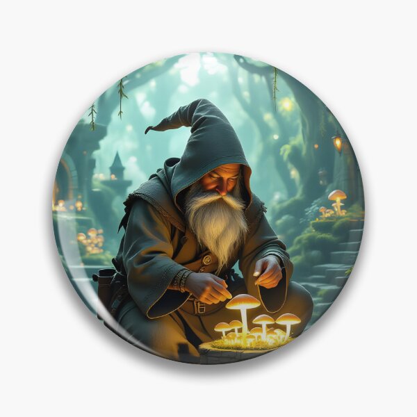 Item preview, Mushroom Wizard in an Enchanted Fantasy Forest designed and sold by yosmosverse .