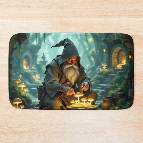 Item preview, Mushroom Wizard in an Enchanted Fantasy Forest designed and sold by yosmosverse .