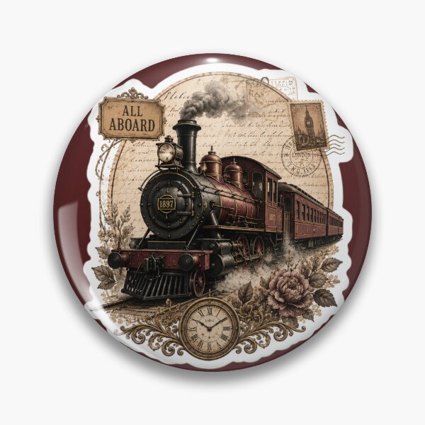 Item preview, Vintage Steam Train Sticker Retro Locomotive Railway Aesthetic Antique Travel Steampunk Railroad Gift designed and sold by AstraDrip Studio.