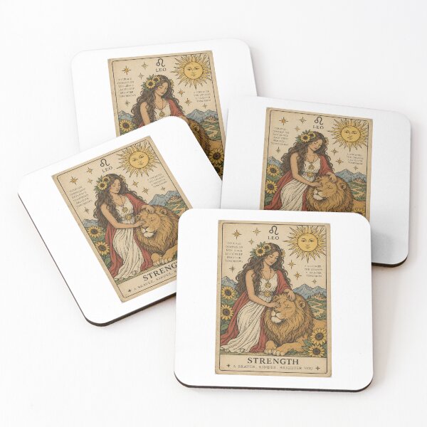 Item preview, Leo Strength Tarot Card | Vintage Zodiac Lion & Sunflower Mystic Art  Tag: designed and sold by Moon & Sun Tarot.