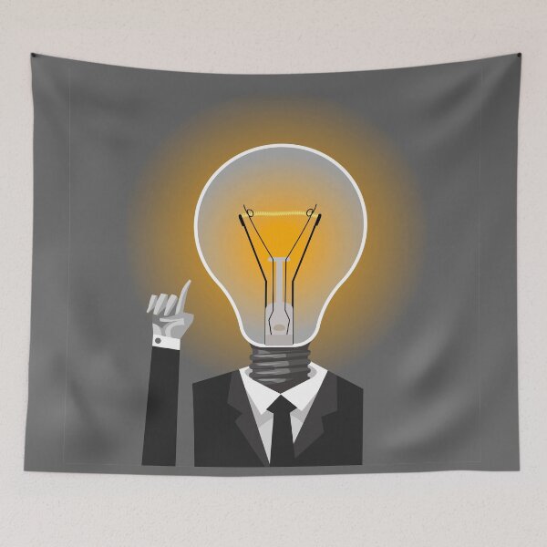 Item preview, man in suit with a light bulb head having an idea designed and sold by matintheworld ( delcarmat ).