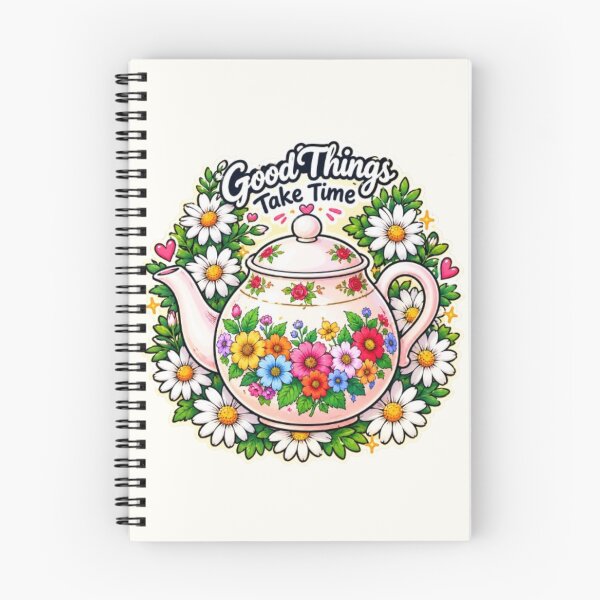 Item preview, Floral Teapot Good Things Take Time designed and sold by Hari Arts.