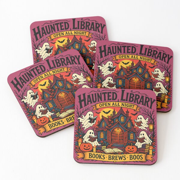 Item preview, Haunted Library Open All Night, Books, Brews Boos designed and sold by legendaryskins.