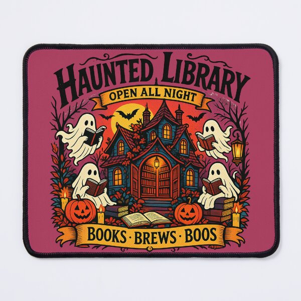 Item preview, Haunted Library Open All Night, Books, Brews Boos designed and sold by legendaryskins.
