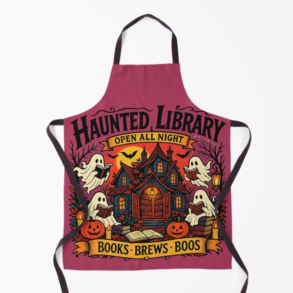 Item preview, Haunted Library Open All Night, Books, Brews Boos designed and sold by legendaryskins.