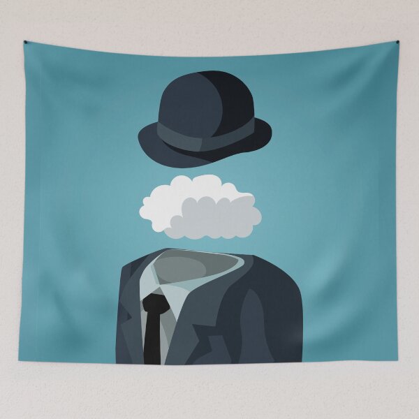 Item preview, surreal man in suit with a cloud head and bowler hat designed and sold by matintheworld ( delcarmat ).