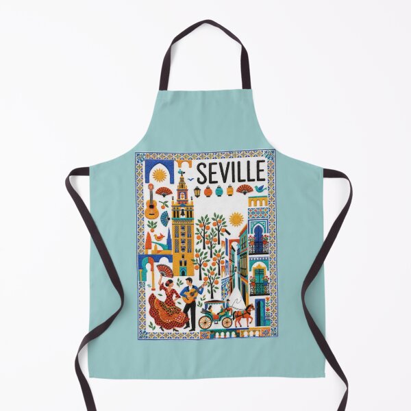 Item preview, Seville Spain Embroidered Travel Art - Giralda Tower & Flamenco Stitched Poster designed and sold by Witsprings.
