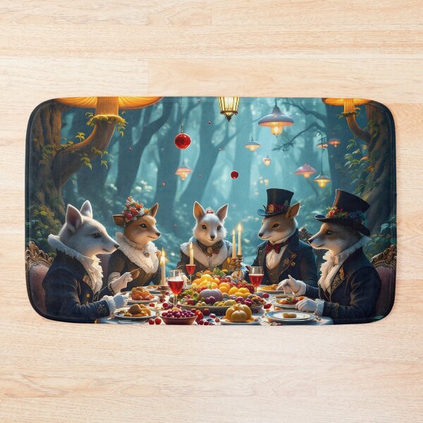 Item preview, Woodland Animal Banquet in a Mushroom Forest designed and sold by yosmosverse .