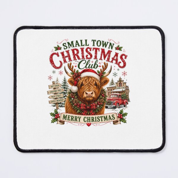 Item preview, Small Town Christmas Club Rustic Highland Cow Country Holiday designed and sold by DYAFLK.