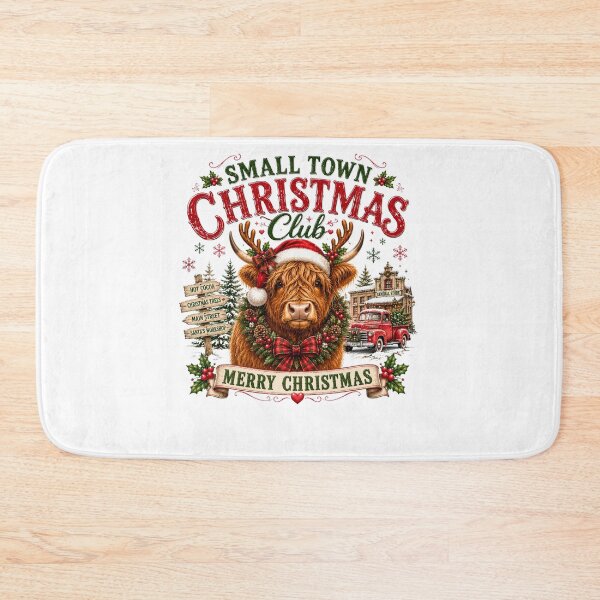 Item preview, Small Town Christmas Club Rustic Highland Cow Country Holiday designed and sold by DYAFLK.