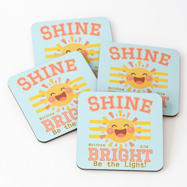 Item preview, Happy Face Sine Bright Be the Light Matthew 514 Christian Bible Varsity Stripe  designed and sold by Forevermore.