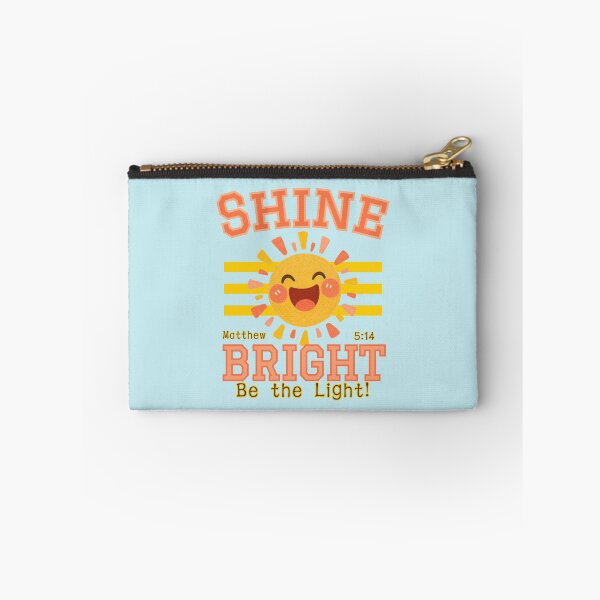 Item preview, Happy Face Sine Bright Be the Light Matthew 514 Christian Bible Varsity Stripe  designed and sold by Forevermore.
