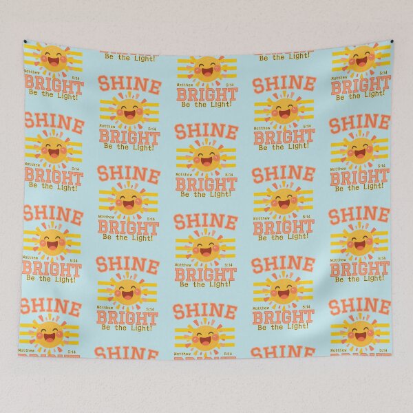 Item preview, Happy Face Sine Bright Be the Light Matthew 514 Christian Bible Varsity Stripe  designed and sold by Forevermore.