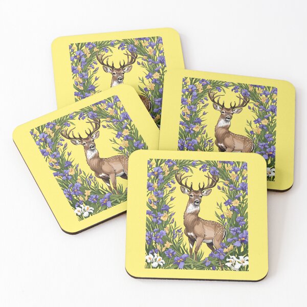 Item preview, MI N. American Buck Surrounded By Lake-Iris Flowers 4 designed and sold by taiche.