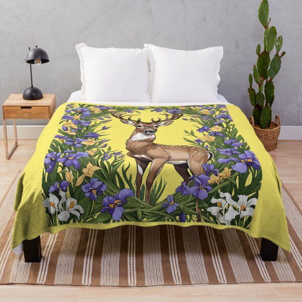 Item preview, MI N. American Buck Surrounded By Lake-Iris Flowers 4 designed and sold by taiche.
