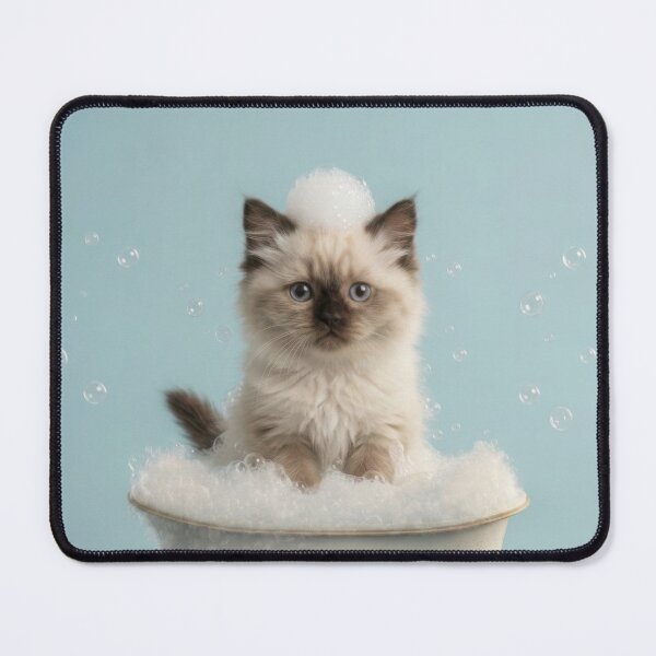Item preview, Baby Himalayan Cat Bubble Bath Cute Nursery Bathroom Art designed and sold by LazyOwlStore.