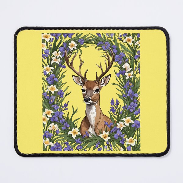Item preview, MI N. American Buck Surrounded By Lake-Iris Flowers 3 designed and sold by taiche.