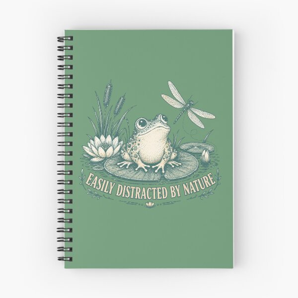 Item preview, Easily Distracted By Nature Frog T-Shirt | Cottagecore Frog Dragonfly Illustration designed and sold by Hearth & Hollow.