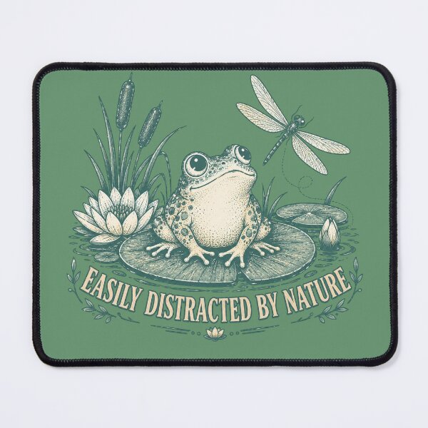 Item preview, Easily Distracted By Nature Frog T-Shirt | Cottagecore Frog Dragonfly Illustration designed and sold by Hearth & Hollow.