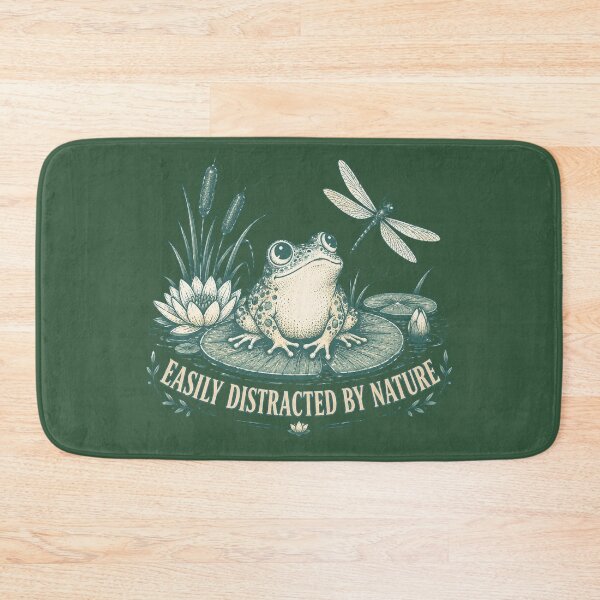 Item preview, Easily Distracted By Nature Frog T-Shirt | Cottagecore Frog Dragonfly Illustration designed and sold by Hearth & Hollow.