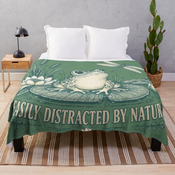 Item preview, Easily Distracted By Nature Frog T-Shirt | Cottagecore Frog Dragonfly Illustration designed and sold by Hearth & Hollow.
