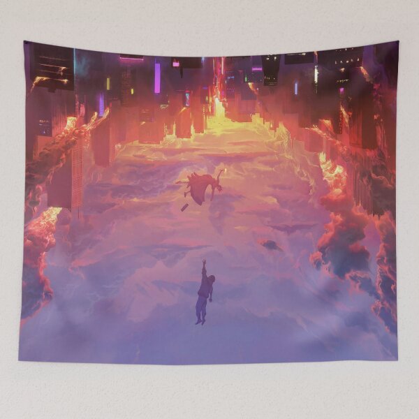 Item preview, Through a Neon Sky — Surreal Inverted City designed and sold by RAIID.