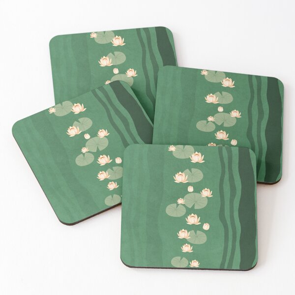 Item preview, Lily Pads and Water Lilies Vertical Pattern designed and sold by UnhingedBird.