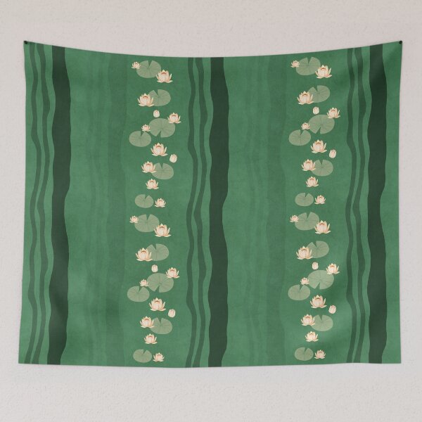 Item preview, Lily Pads and Water Lilies Vertical Pattern designed and sold by UnhingedBird.