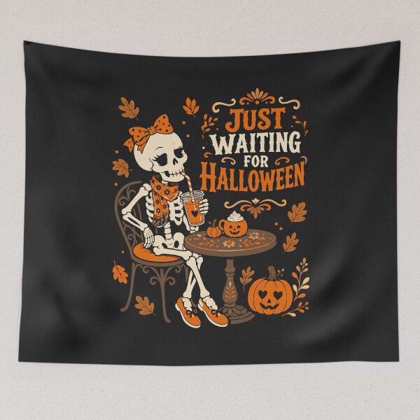 Item preview, Lady Skeleton Waiting For Halloween Cozy Fall Design Pumpkin Coffee Table  designed and sold by alenaz.