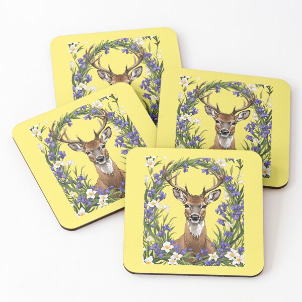 Item preview, MI N. American Buck Surrounded By Lake-Iris Flowers 2 designed and sold by taiche.