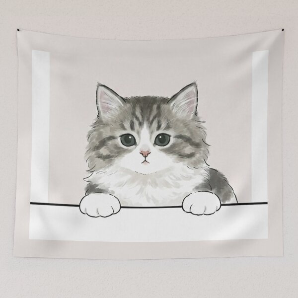 Item preview, Cute Peeking Tabby Cat KAM KAM - Fluffy Kitten Portrait designed and sold by PetalsPaws.