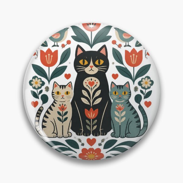 Item preview, Swedish Folk Art Cats Scandinavian Floral Nordic Style Kitten Illustration | Best Buy designed and sold by giuliapt.