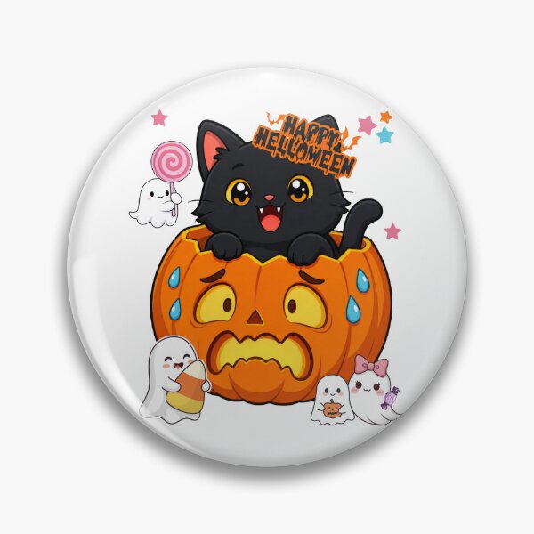 Item preview, Cute Kawaii Black Cat In Pumpkin Halloween designed and sold by Design Vibras.