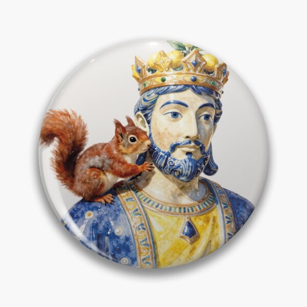 Item preview, sicilian testa di moro king ceramic and cute red squirrel watercolor designed and sold by WildArtIT.