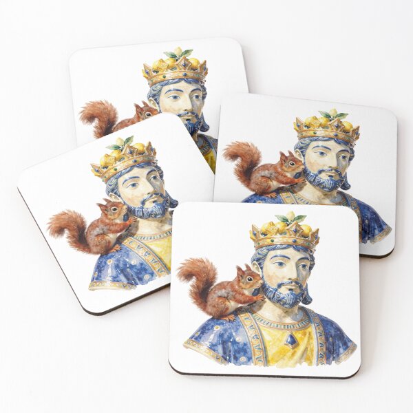 Item preview, sicilian testa di moro king ceramic and cute red squirrel watercolor designed and sold by WildArtIT.