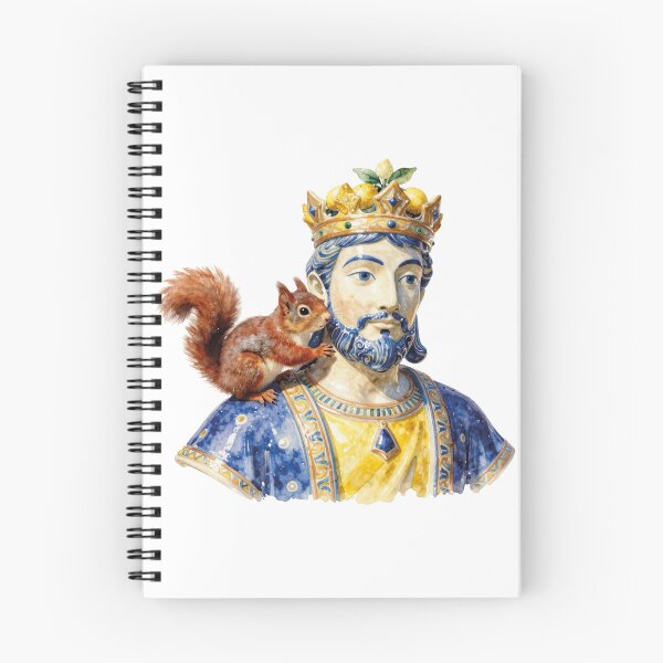 Item preview, sicilian testa di moro king ceramic and cute red squirrel watercolor designed and sold by WildArtIT.